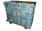 18c Antique Blue Patina Teak Manjoosh India Sideboard Buffet Chest CLEARANCE