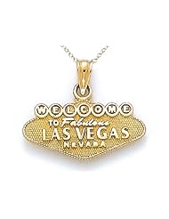 14kt Yellow Gold Welcome to Las Vegas Sign Pendant - Chain Included