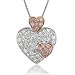 18k Gold White and Rose Pink Diamond Heart Pendant Necklace (GH, SI, 0.54 carat)