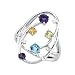 14K White Gold 0.07 ct. Diamond and 1 ct. Multicolor Gemstone Ring