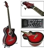New Red Electric Acoustic Bass Guitar W / Equalizer & Accessories - B001T46AG4