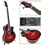 New Red Electric Acoustic Bass Guitar W/ Equalizer & Accessories