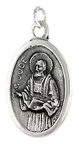 Sterling Silver St. Jude Medal 15/16" X 5/8" (24 mm X 16 mm).