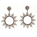 Silver gunmetal Swarovski crystals circle drop earrings for pierced ears