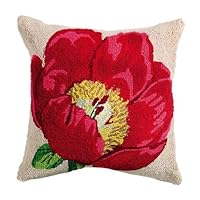Hooked Flower Pillows, 18'SQ, RED POPPY