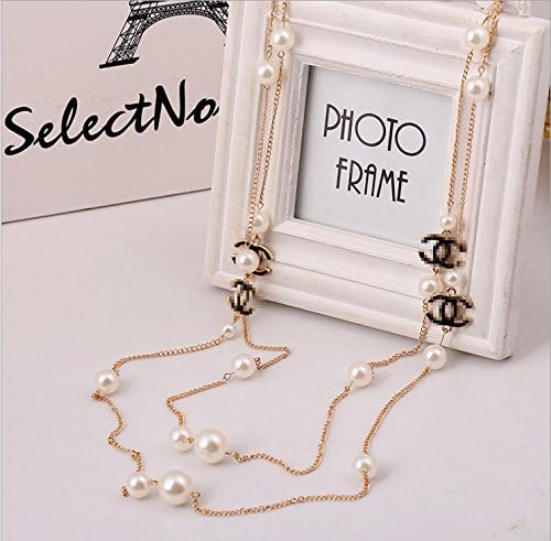 Women's Fashion Jewelry Korean Style Stainless Steel Long Necklace with Different Options (long pearl)