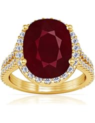 14K Yellow Gold Cushion Cut Ruby Ring With Sidestones (GIA Certificate)