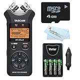 Tascam DR-05 Portable Digital Recorder + 4 AA High Capacity NIMH Rechargeable Batteries & Rapid AC/DC Charger + 4GB High Speed Micro SD Card + MicroFiber Cleaning Cloth