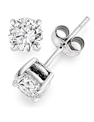 3/4 Carat IGI Certified Round Brilliant Cut Diamond Stud Earrings White Gold 4 Prong Push Back (H-I Color SI1-SI2 Clarity)