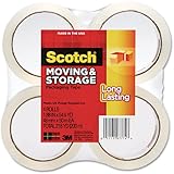Scotch Long Lasting Moving & Storage Packaging Tape, 1.88 Inches x 54.6 Yards, 4 Rolls (3650-4)