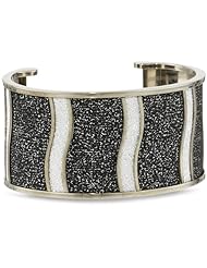 Rebecca "Half Moon Glam" Shimmering Overlay Bronze Cuff Bracelet