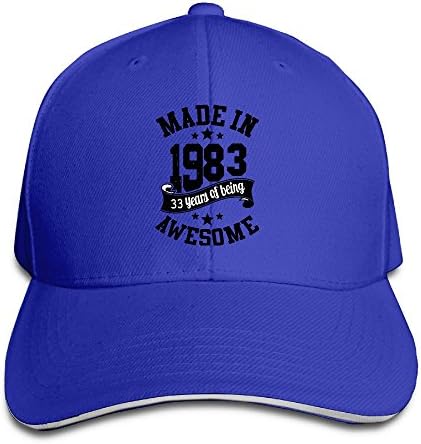Adults Made In 1983 Awesome 33th Birthday Adjustable Sandwich Hat Cap RoyalBlue