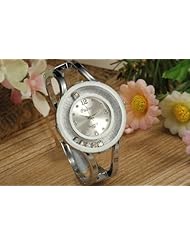 Youyoupifa Silver Round Dial with Crystal Fashion Ladies Bracelet Wrist Watch