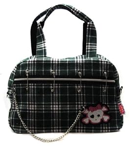 Cute Skull Green Checked Purse Shoulder Tote Hand Bag