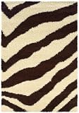 Charbel Shaggy Brown Zebra Shag Rug 7-Feet 10-Inch by 10-Feet 10-Inch