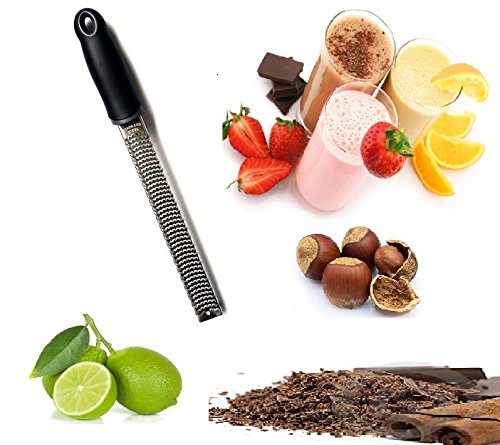 Lemon Zester Grater, Use for hard Cheese, Citrus fruits, Ginger, Nutmeg, Garlic, Vegetebles, Chocolate - Sharp Stainless Steel Blade with Protective Cover.