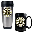 Boston Bruins NHL Stainless Steel Travel Tumbler & Black Ceramic Mug Set - Primary Logo by Great American Products
