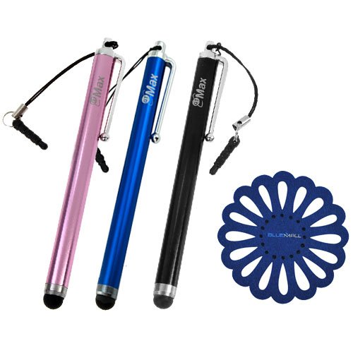 GTMax 3 x Universal Pen Style Stylus (Black / Blue / Pink) + Cup Pad for Acer ICONIA A1-810, ICONIA TAB A211; Vizio MT11X-A1, 8-inch Tablet,