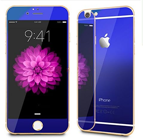 iPhone 6 (4.7 Inch Only) Screen Protector, Front+Back Mirror Tempered Glass Film Screen Protector Cover for iPhone 6 4.7 Inch [2-Pack][Crystal Clear]-Blue