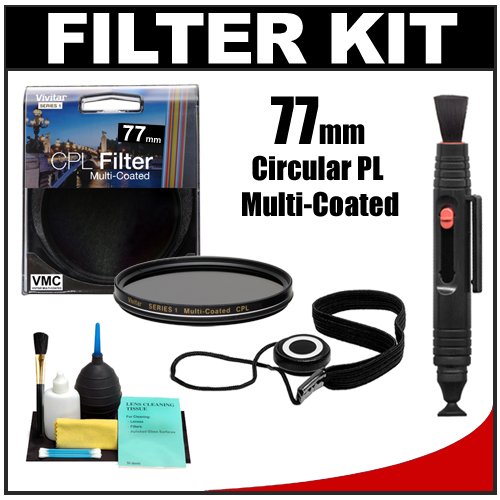 Vivitar Series 1 77mm Multi-Coated Circular Polarizer Glass Filter with + LensPen + CapKeeper + Lens Cleaning Kit for Canon, Nikon, Sony, Olympus & Pentax Lenses