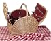 DART DE LUXE 4 Person Willow Picnic Hamper with cutlery, ceramic plates, glass champagne flutes, bottle opener, gingham tablecloth and napkins