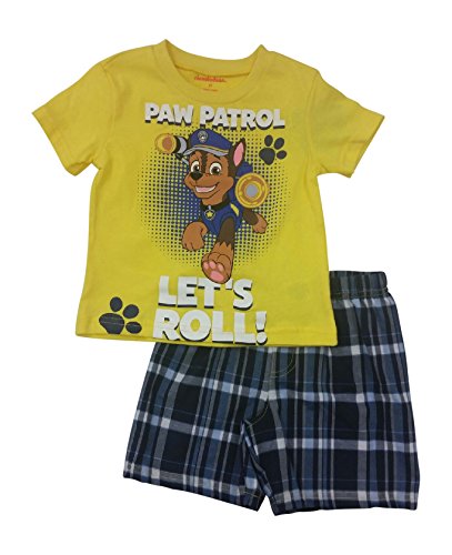Paw Patrol Lets Roll Boys 2 Piece Shirt & Plaid Short Set