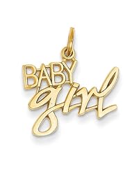 14K Yellow Gold Baby Girl Charm Pendant