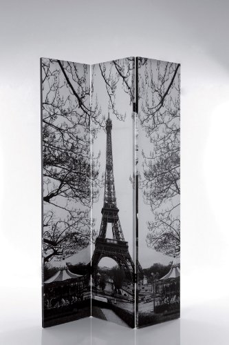 Kare 73434 Paravent I love Paris 180 x 120 x 3 cm SW Holz Leinwand
