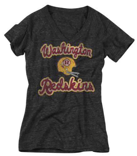 NFL Women's Washington Redskins V-Neck Jake Back Tee (Dark Grey Heathered, X-Large)