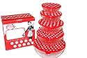 Retro Red Polka Dot 5 Bowl Set, Glass Food Containers