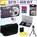 Nikon Coolpix S210 8MP Digital Camera (Plum) + 4GB Accessory Kit