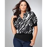Alfani Plus Size Top, Short Sleeve Printed Blouse with Knit Trim by Alfani
