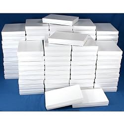 100 White Swirl Cotton Boxes Necklace Jewelry Gift Box Displays 7 1/8"