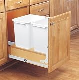 Rev-A-Shelf 4WC-18DM2 Double 35 Quart Containers, Door Mount – Wood/Polymer-White