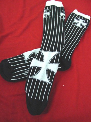 Lucky 13 Gomez Socks Iron Cross Rugby Socks, Thick Rockabilly Socks
