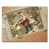 Santa's Workshop - Box Set of 12 Christmas Greeting Cards and matching patterned envelopes