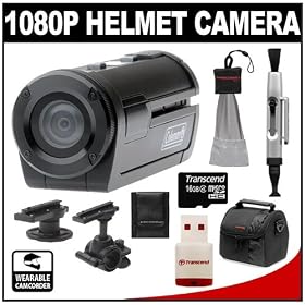 Click here to buy Coleman Xtreme Sports Waterproof 1080p HD Helmet Wearable Camcorder Video Camera (Black) with 16GB Card + Lenspen + Case... by Coleman.