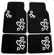 White Hearts Front & Rear Carpet Car Truck SUV Floor Mat