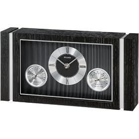 Seiko Desk And Table Clock Wooden Case With Thermometer and Hygrometer #QXG132KLH by Seiko
