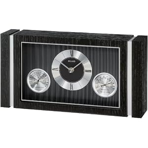 Seiko Desk And Table Clock Wooden Case With Thermometer and Hygrometer by