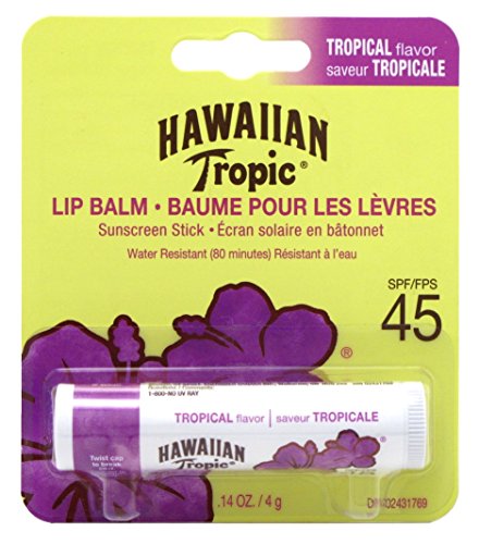 Hawaiian Tropic Tropical Sunscreen Lip Balm, SPF 45+ 0.14 oz (Pack of 6)
