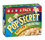 Pop Secret 94% Fat Free , Butter Flavor, Microwaveable, 6-Count, 18-Ounce Box (Pack of 4)
