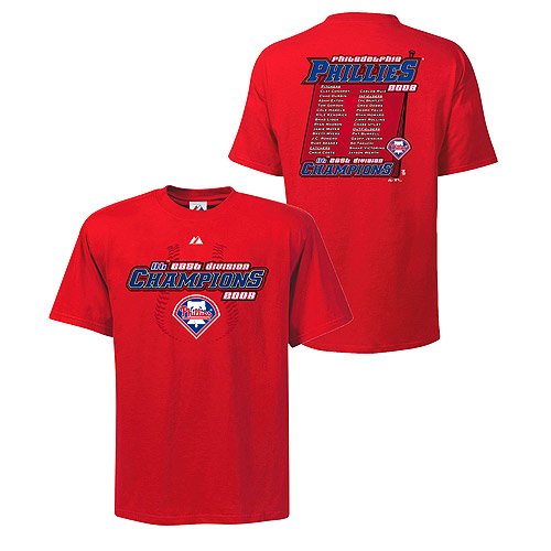 Buy Philadelphia Phillies 2008 NL East Division Champions Roster T-Shirt by Lee Sport