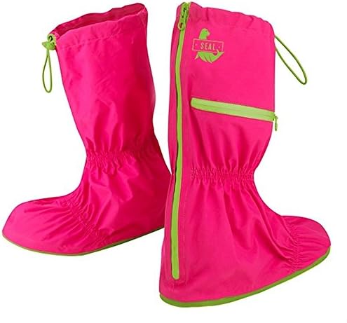 Seal Shoe Covers- A Durable, Lightweight and Fashionable Alternative to Rain Boots- Women's Water Resistant Shoe and Boot Covers- (Pink/Large)