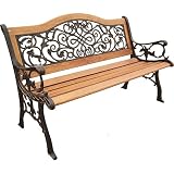 DC America SL5650COBR-MP Sienna Camelback Park Bench, Cast Iron Frame and HardwoodSlats, Rust Resistant Bronze Finish