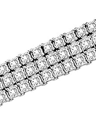 14k Gold 9.00ct Three Row Diamond Bracelet H-J SI-I Quality
