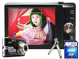 SVP Slim Xthinn-8363 Black 10MP Max 3x Optical Zoom 3 LCD Digital Camera (SVP 4GB SDHC Memory Card & Tripod included)