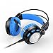 Headset,Ailihen K6 Gamer Gaming Headsets with Microphone for PC Laptop Computer, 3.5mm USB 2.0 Over Ear Headphones Headsets with In-Line Volume Control LED Light 6.5 ft Long Cable(Black/Blue)