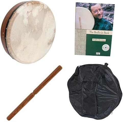 Roosebeck Tunable Sheesham Bodhrán T-Bar 16-by-3.5-Inch Deluxe Package w/Gig Bag, Tipper &amp; Bodhran Instruction Book &amp; CD