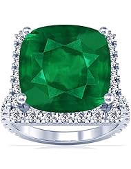 Platinum Cushion Cut Emerald Ring With Sidestones